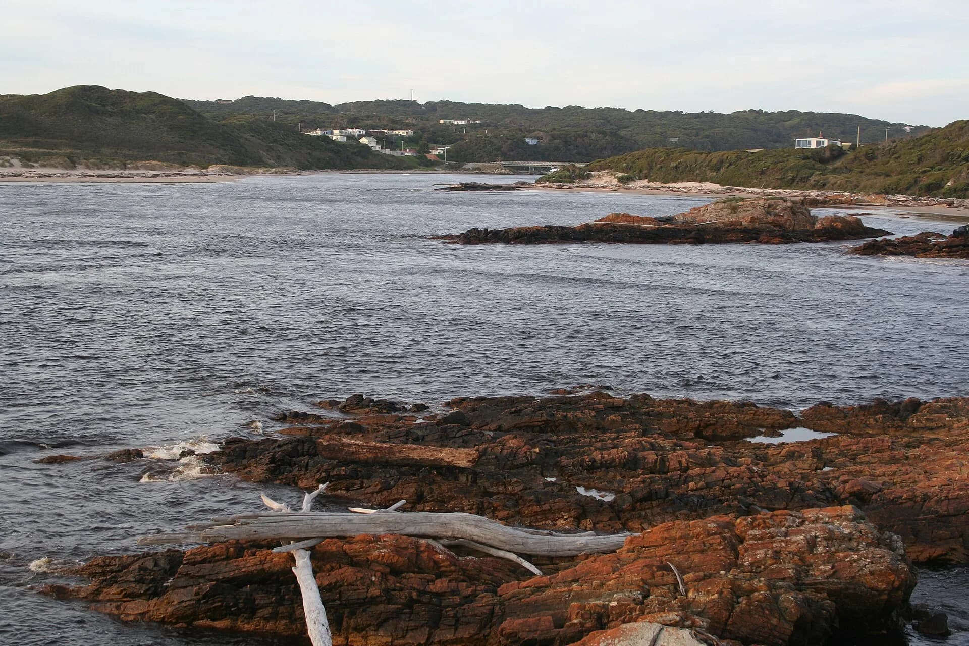 Arthur River flowing into the Southern Ocean