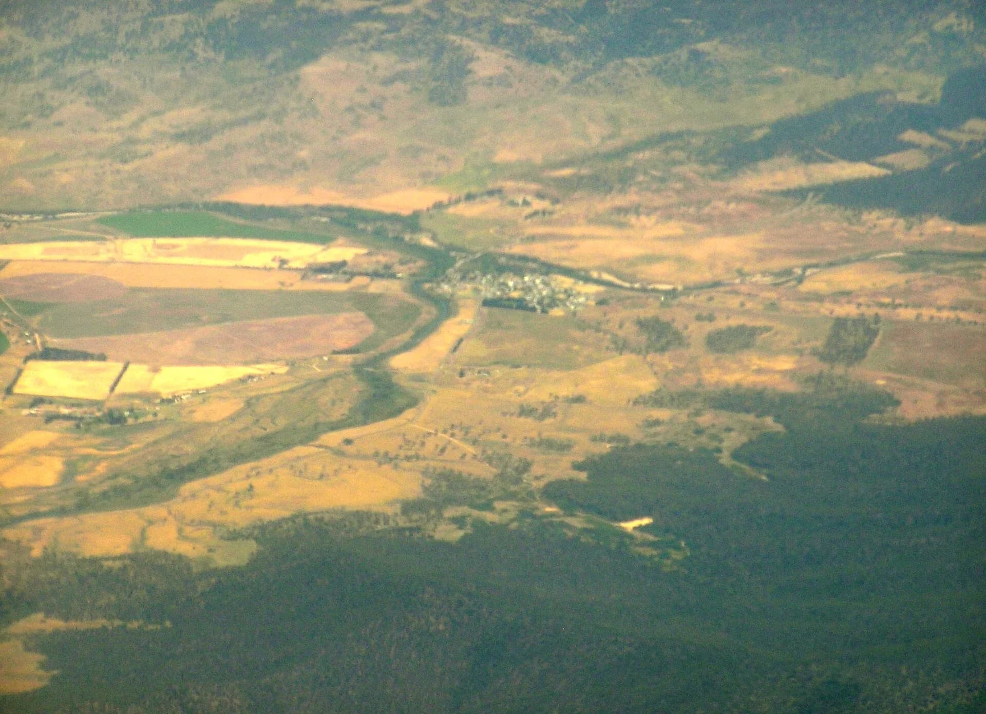 Aerial view of Avoca within the Fingal Valley