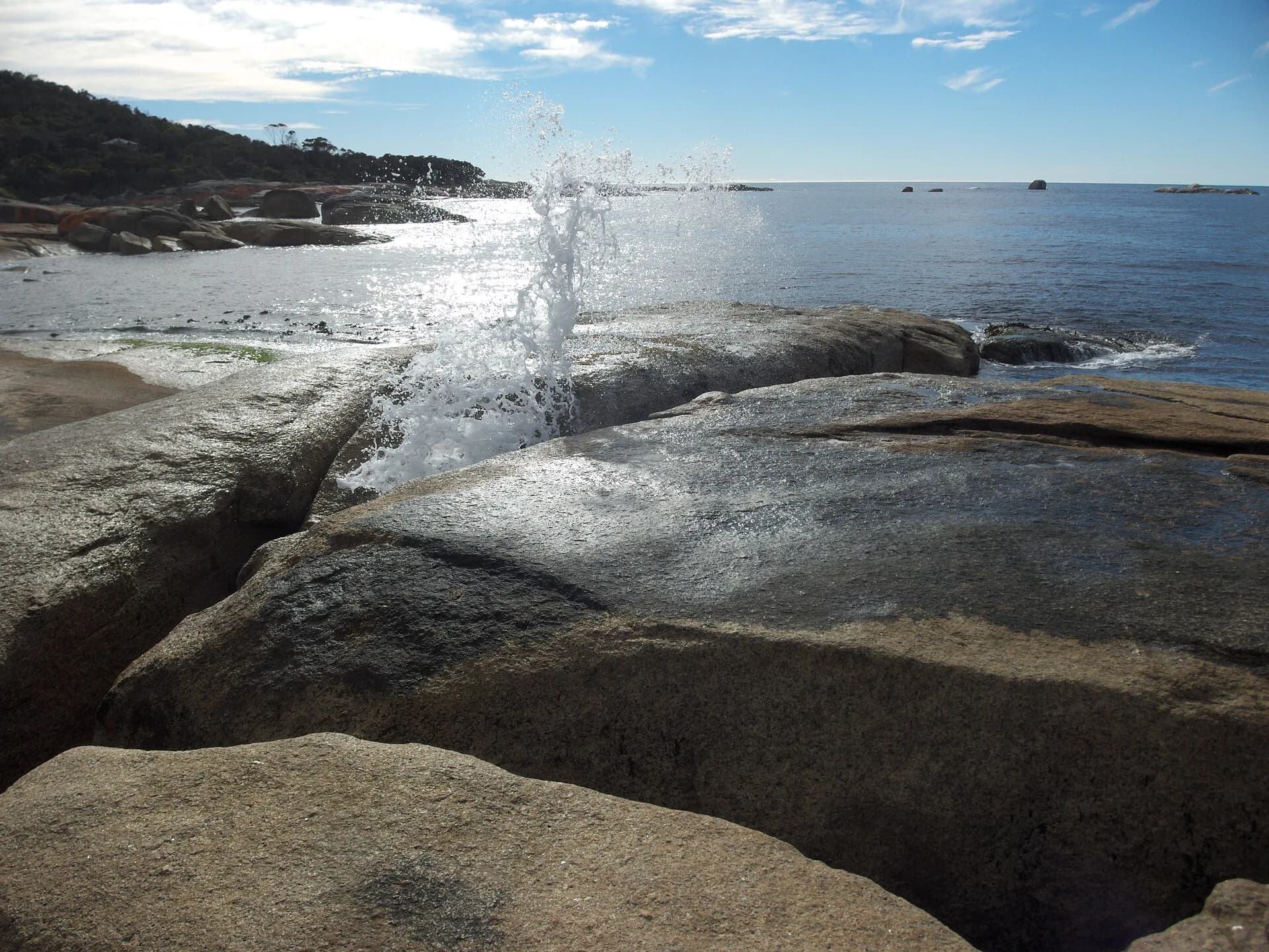 Spray rising from Bicheno Blowhole