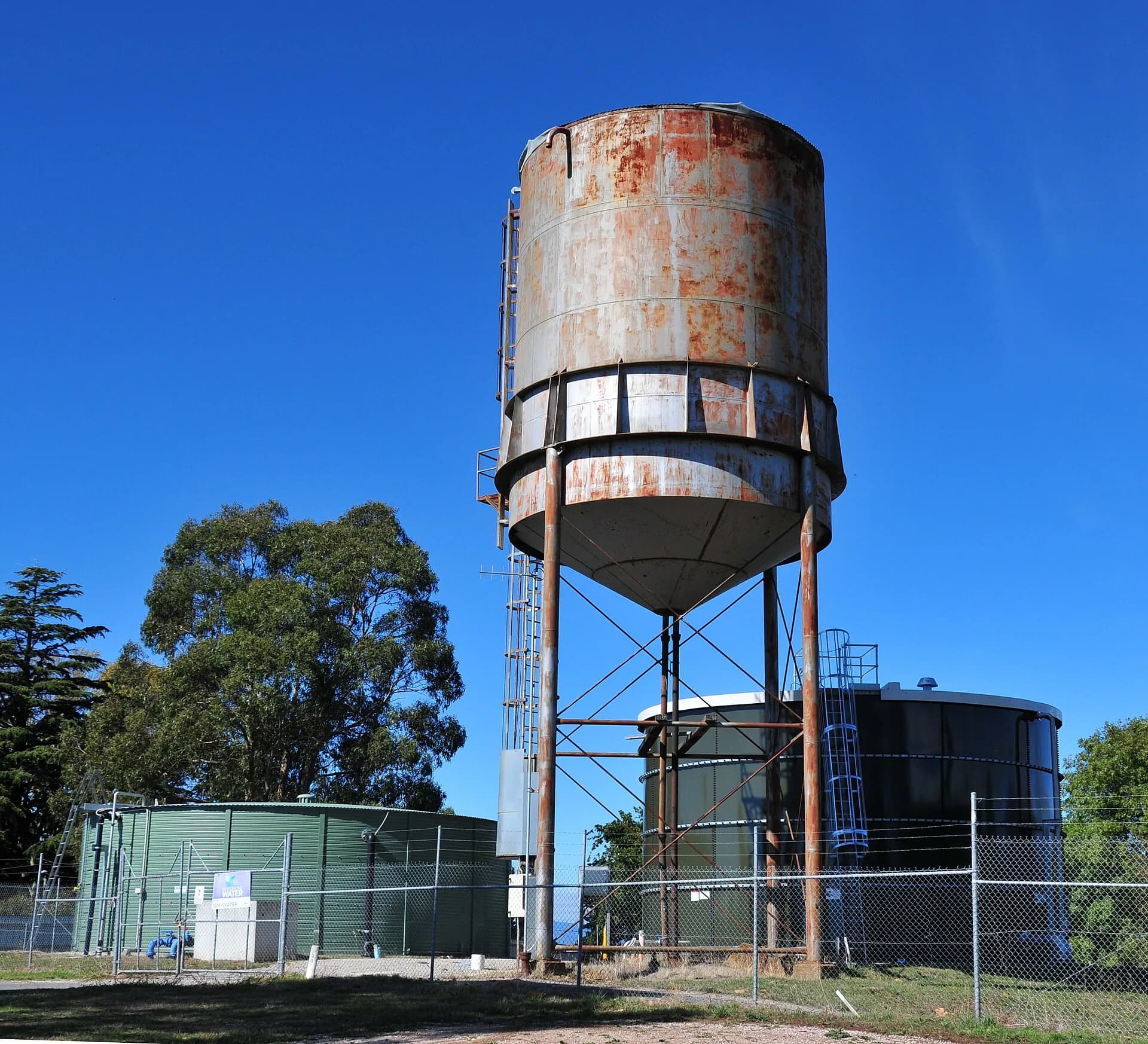 Bracknell water tower above the village