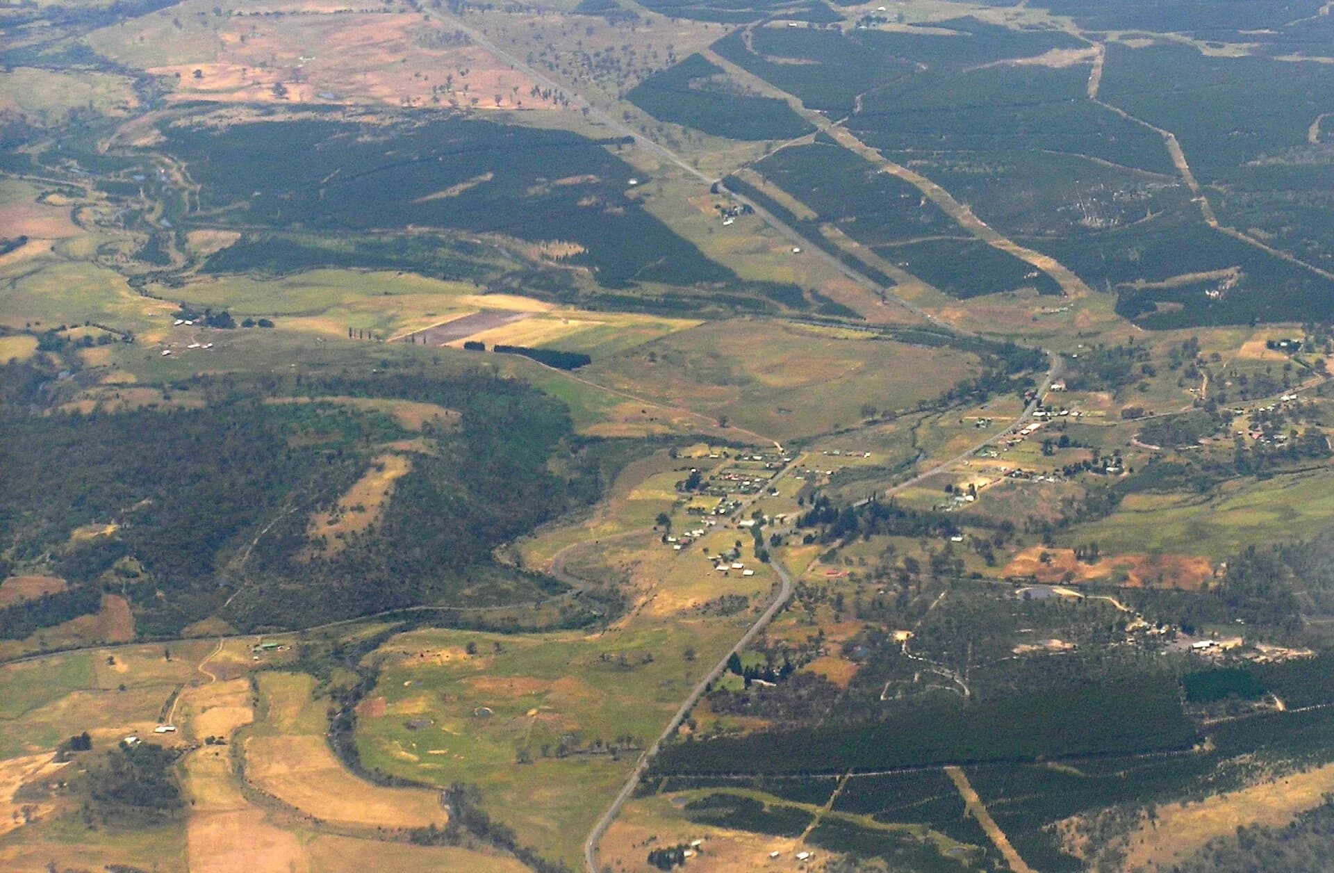 Aerial view over Buckland and surrounding farmland