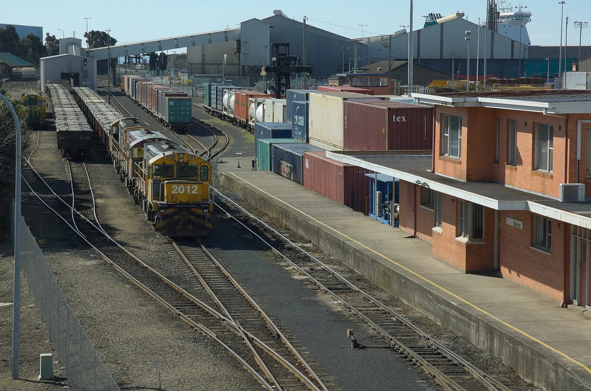 Rail tracks and freight infrastructure at the Port of Burnie