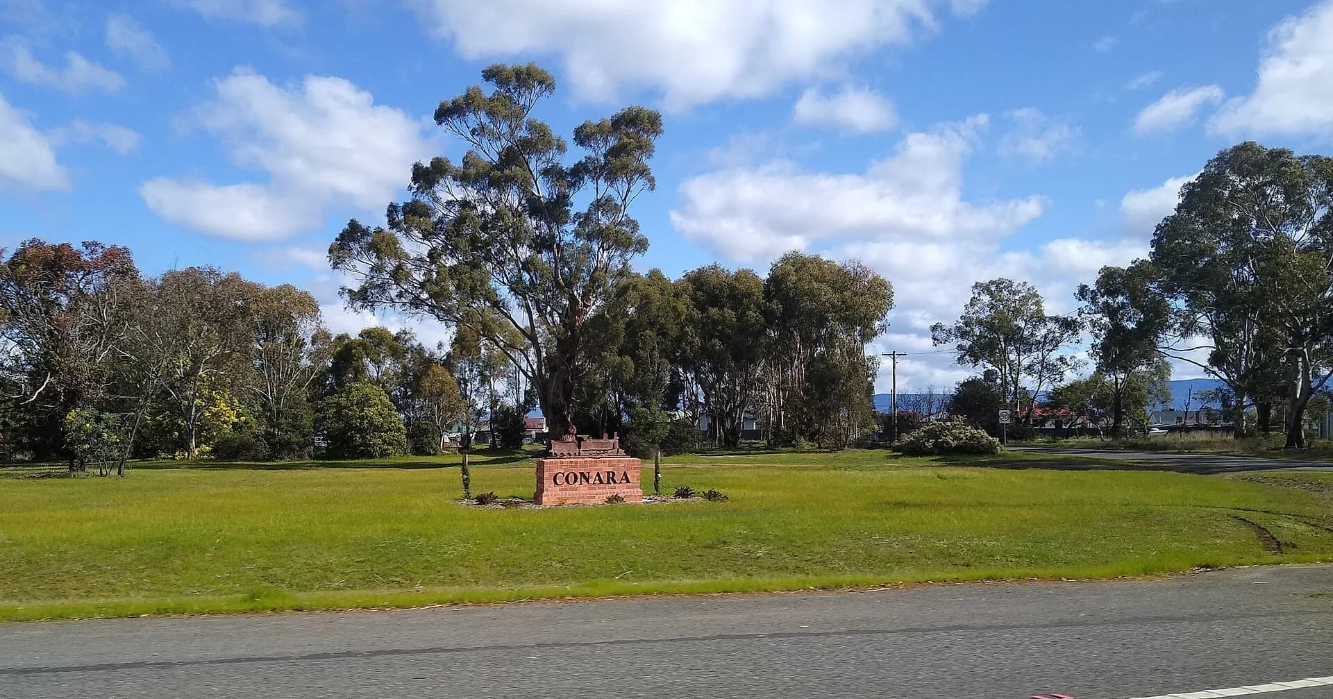 Road and railway landscape at Conara