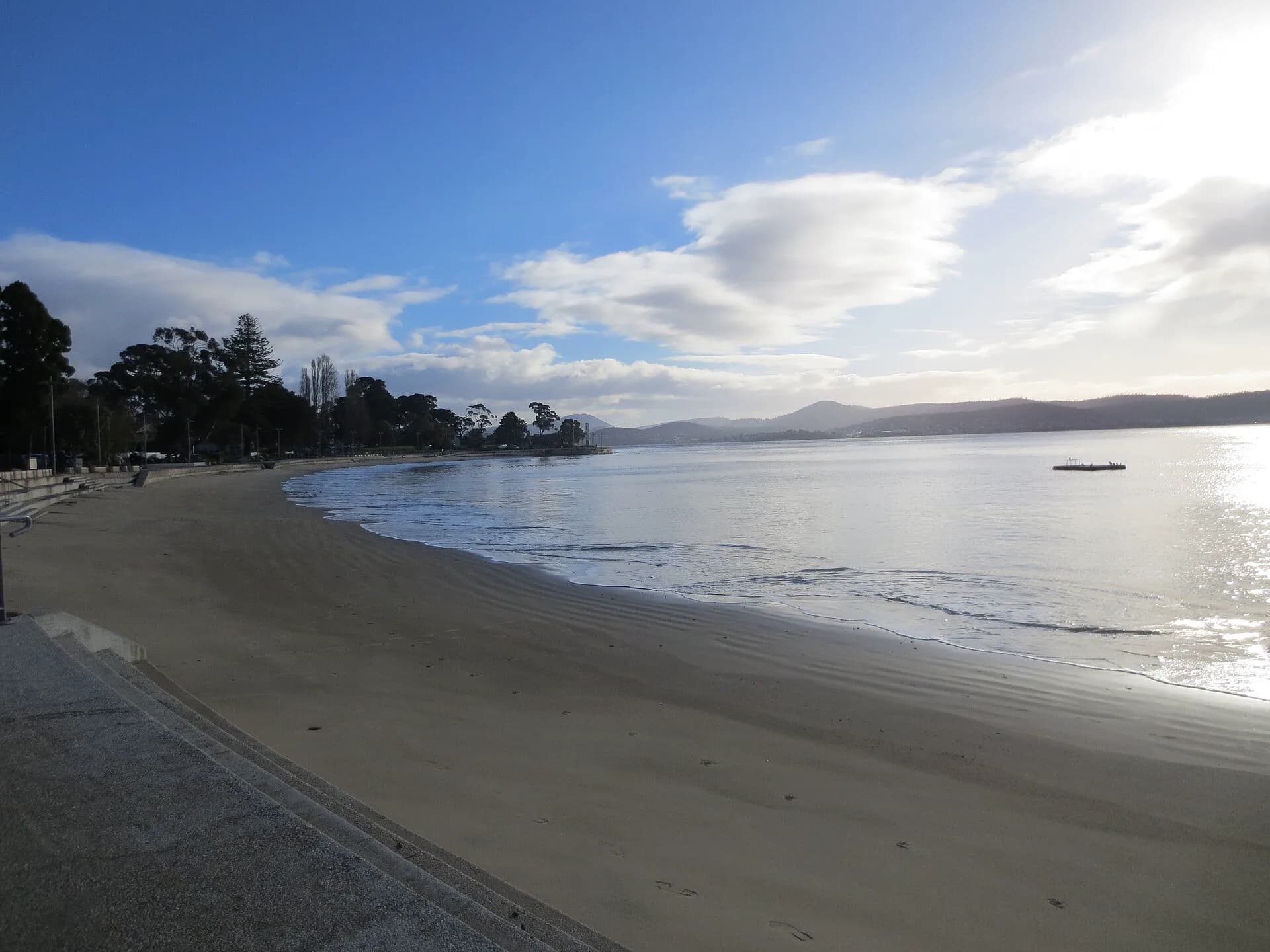 Long Beach at Sandy Bay in soft early-morning light