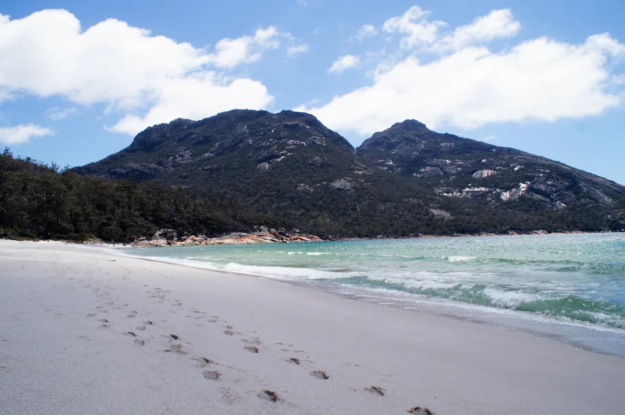 Wineglass Bay beneath the Hazards at Freycinet