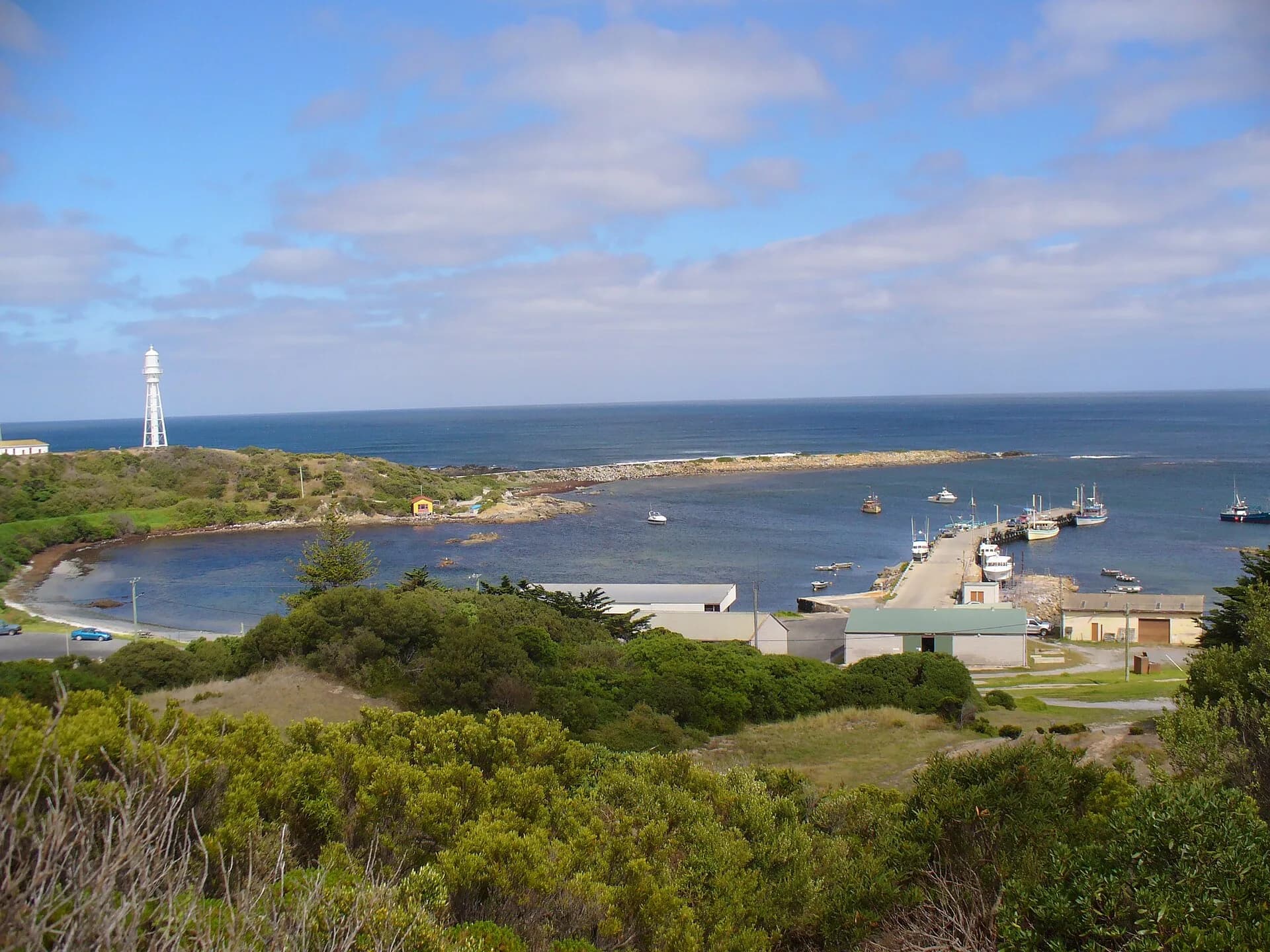 Historic view of Currie Harbour on King Island