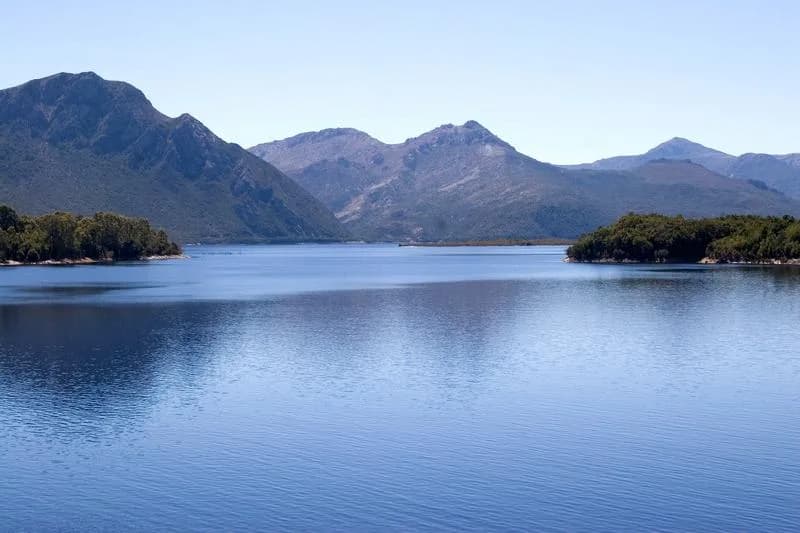 Lake Burbury surrounded by West Coast mountains
