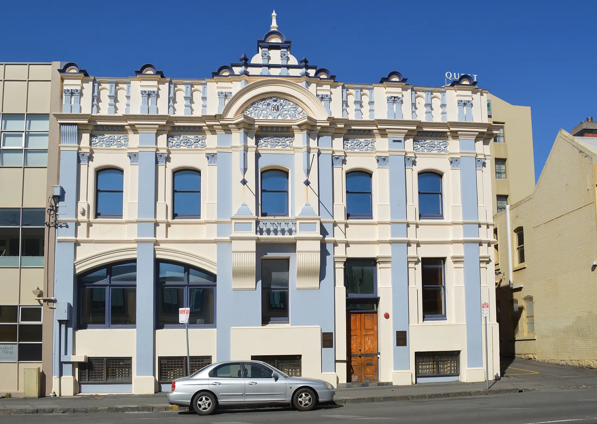 Historic building facade in central Launceston