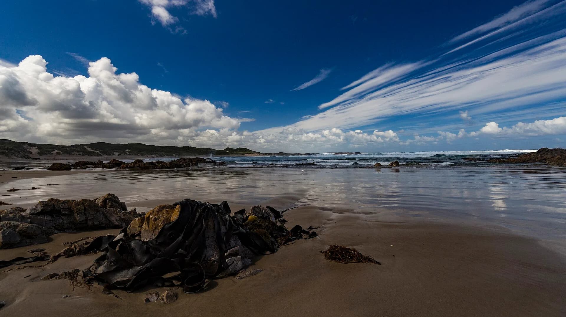 Lighthouse Beach in the Arthur-Pieman coastal landscape