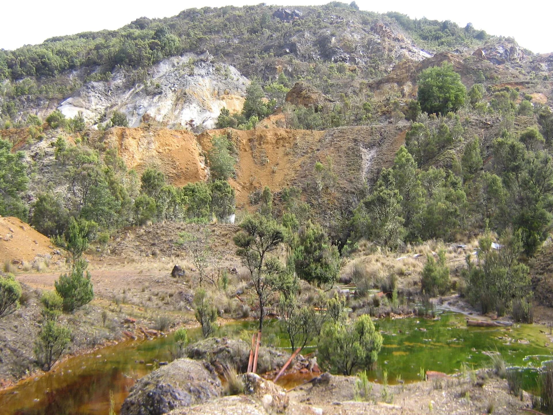 Historic workings at Mount Bischoff near Waratah