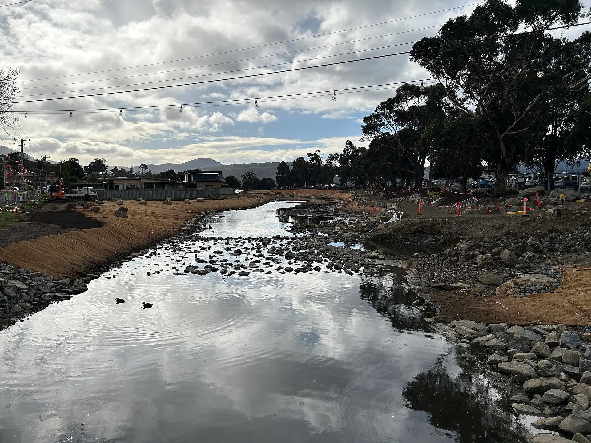 New walking path and wetland planting beside New Town Rivulet