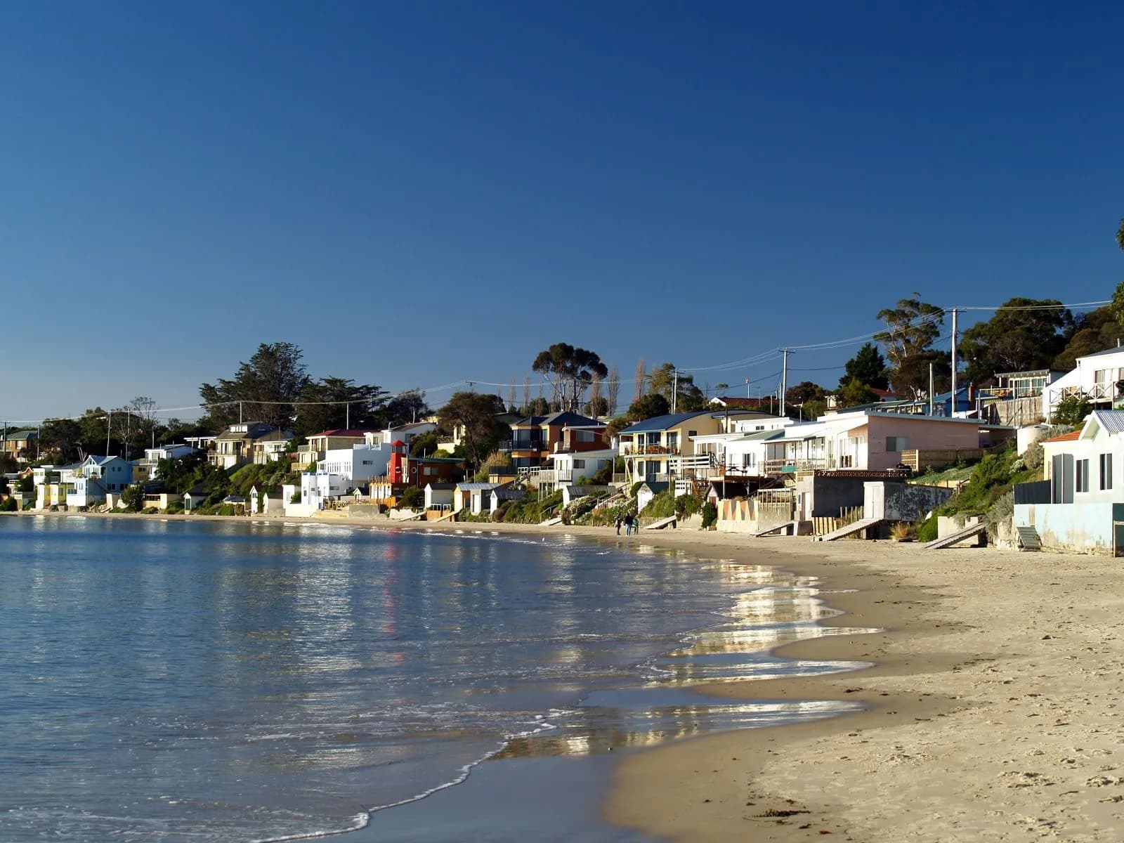 Opossum Bay beach and coastal settlement in southern Tasmania