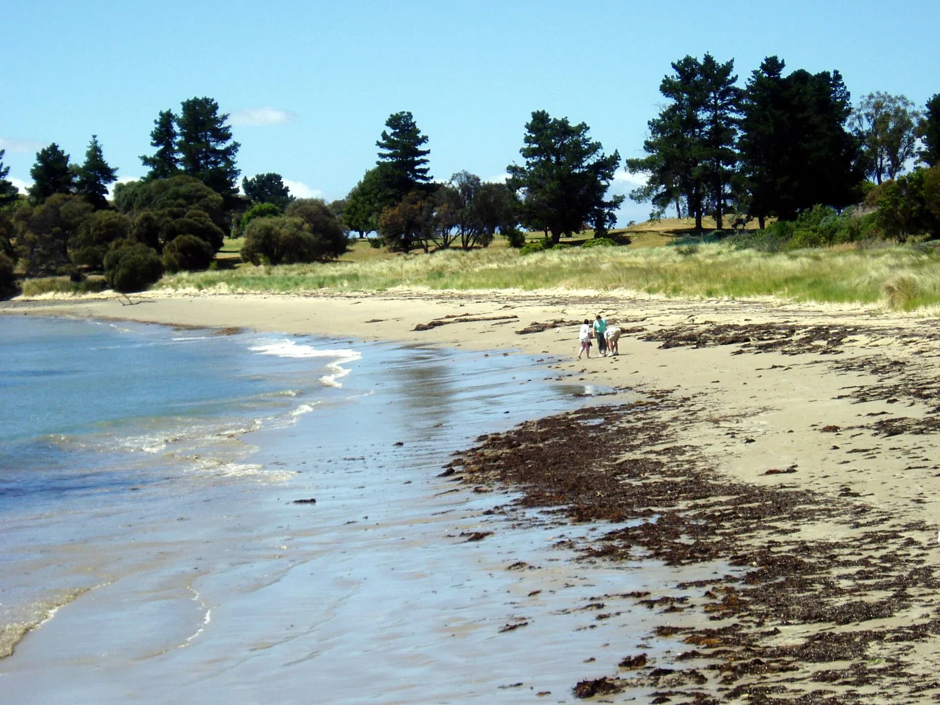 Sandy beach and calm water at Swansea