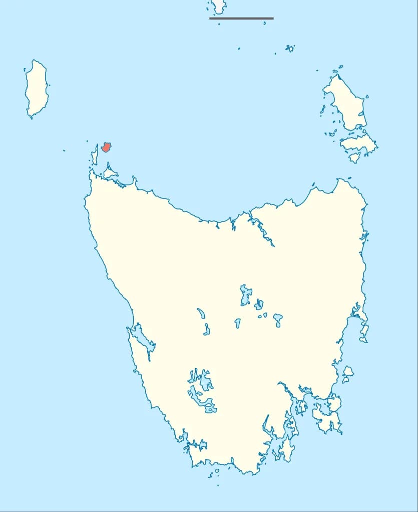 Map locating Three Hummock Island off north-west Tasmania