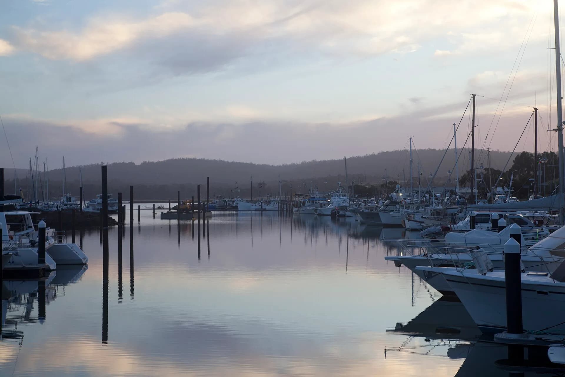 Fishing and recreational boats at Triabunna in morning light