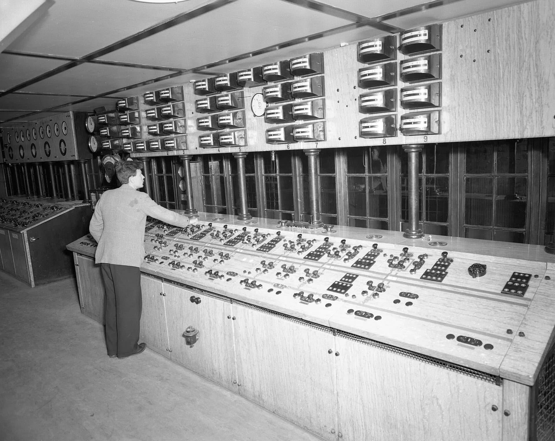 Waddamana Power Station control room in 1953