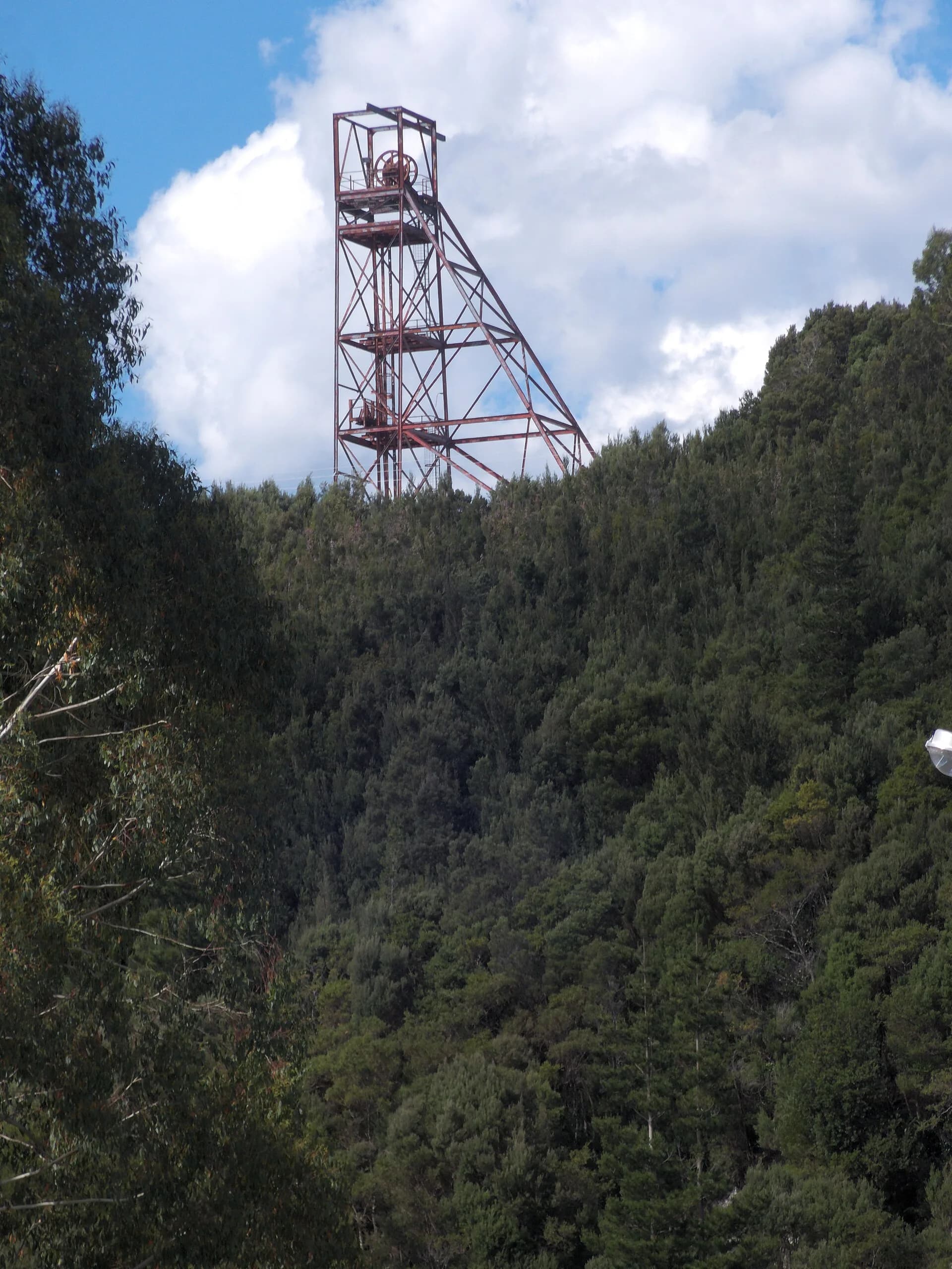 Historic mine headframe in the Zeehan mineral field