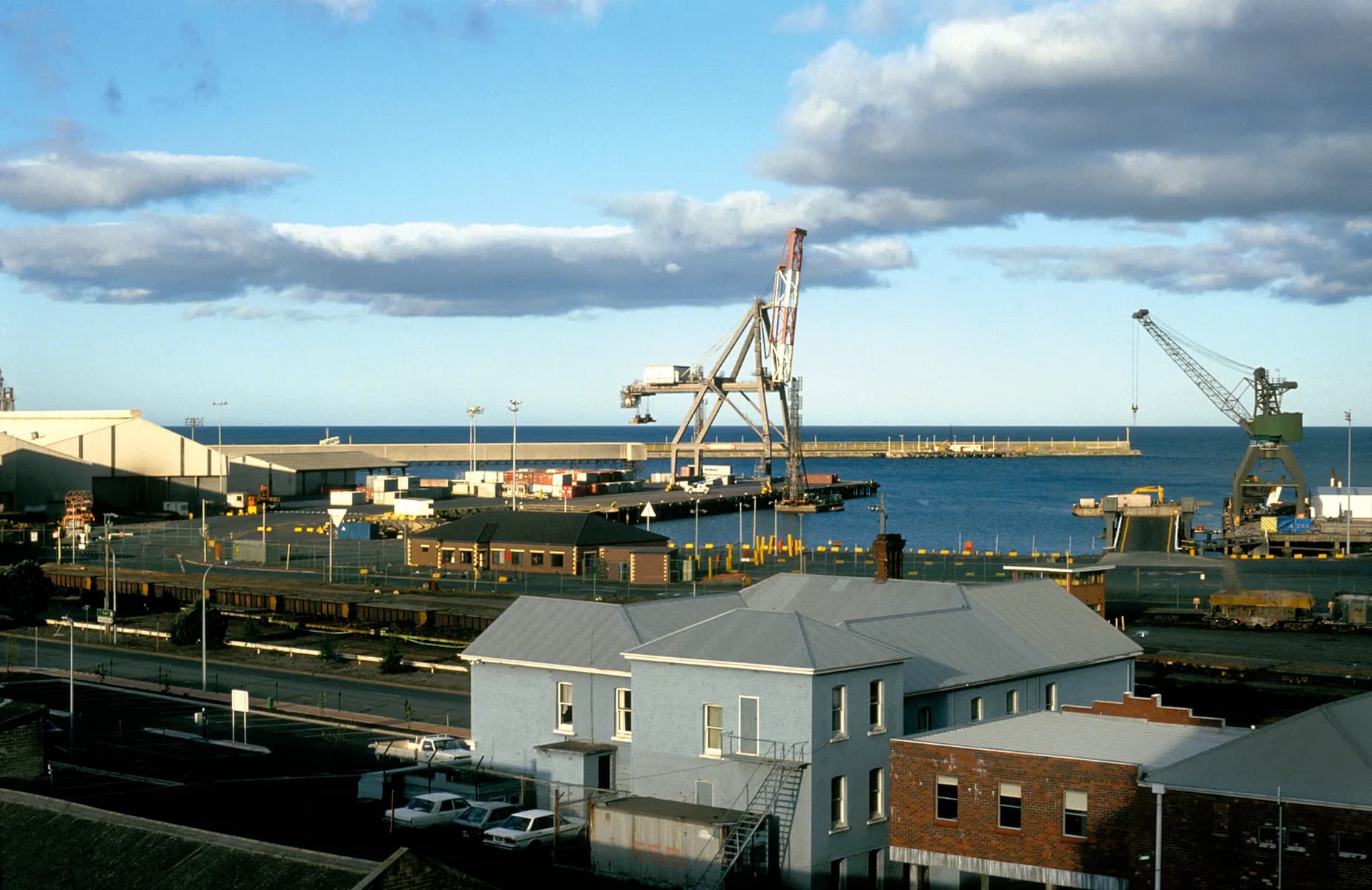 Burnie port and Bass Strait coast viewed from above