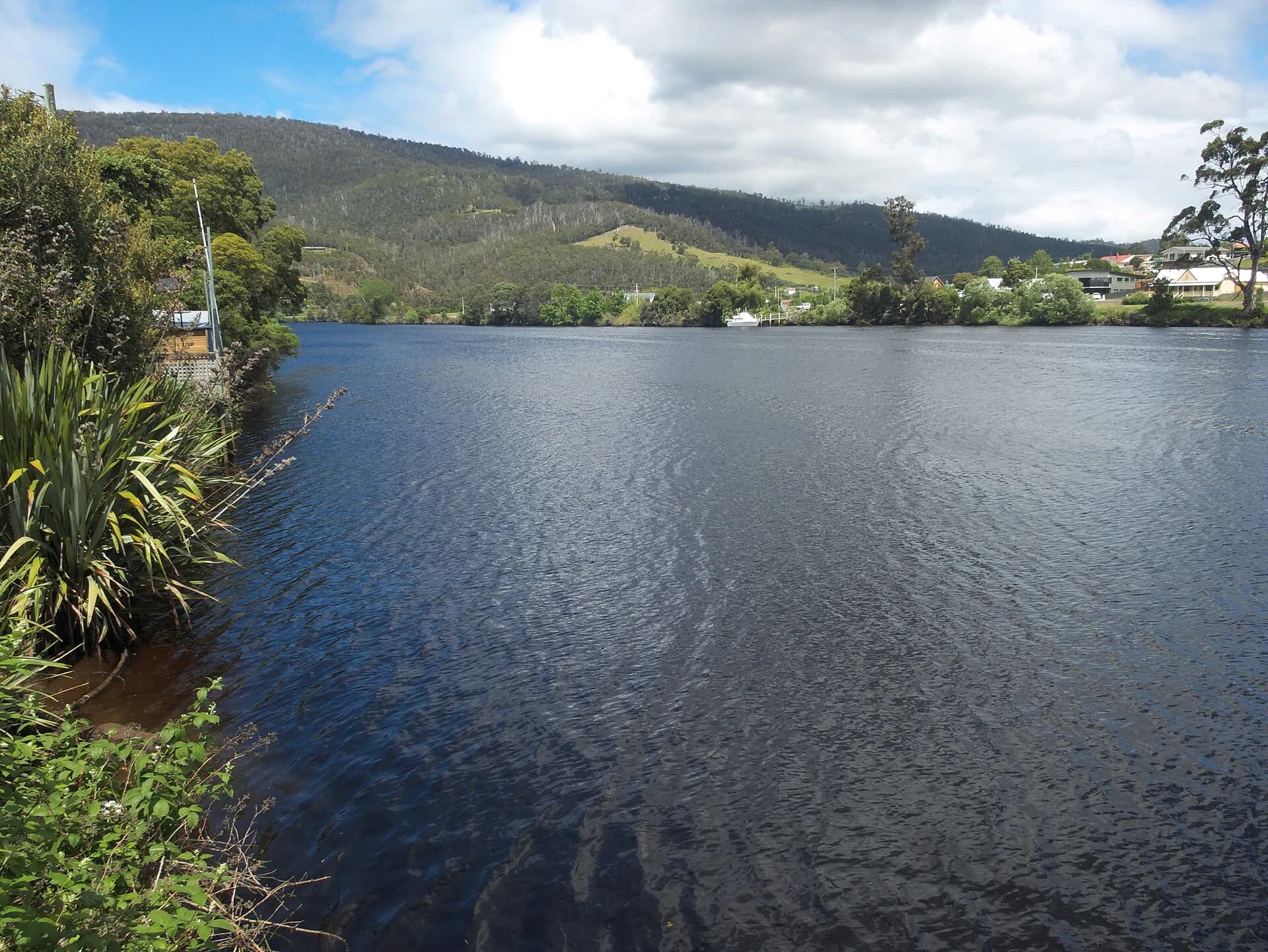 Huon River and wooded hills viewed from Huonville