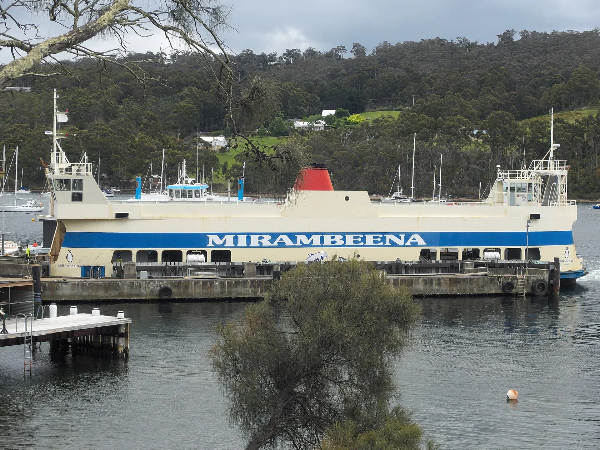 Vehicle ferry Mirambeena at the Kettering terminal on the D’Entrecasteaux Channel