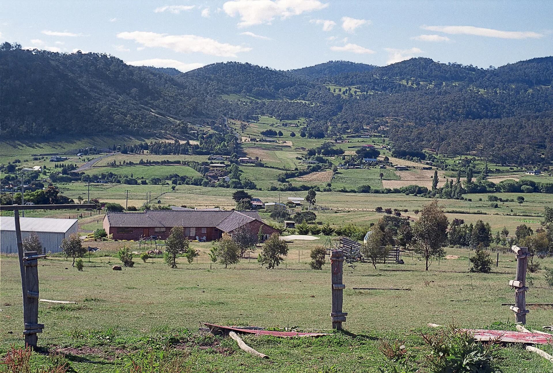 Farmland and hills at Magra in the Derwent Valley