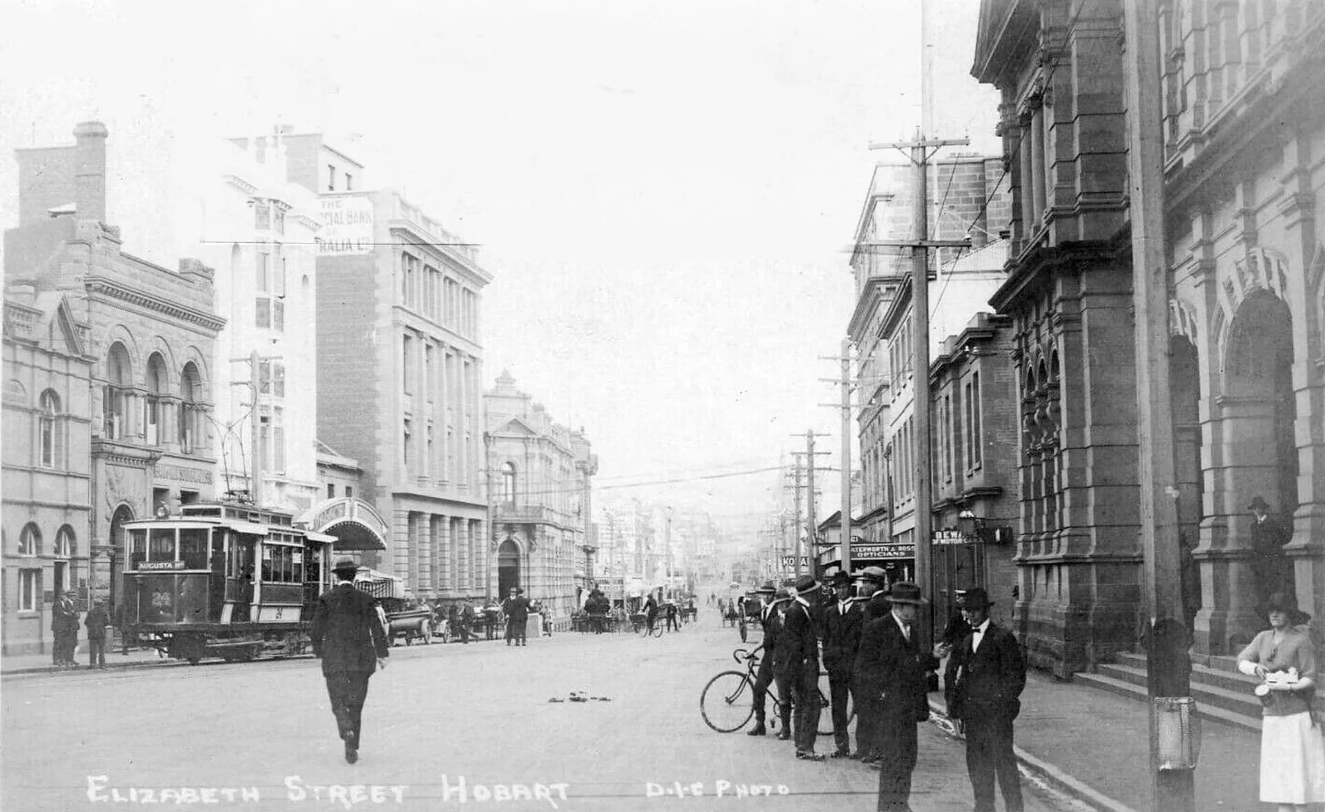 Historic Hobart municipal tram on Elizabeth Street