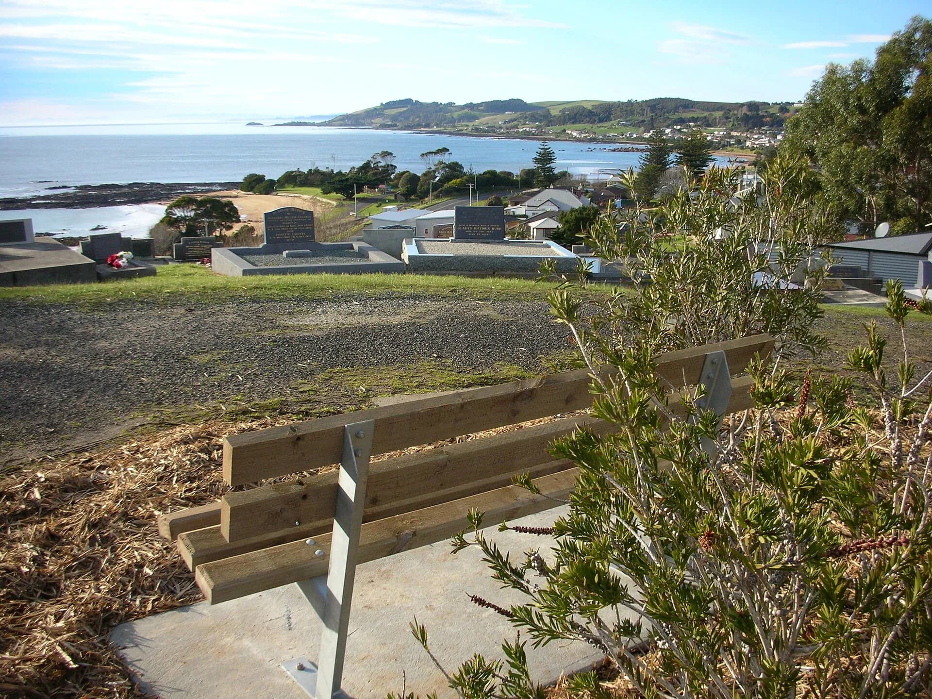 Penguin township and Bass Strait coast