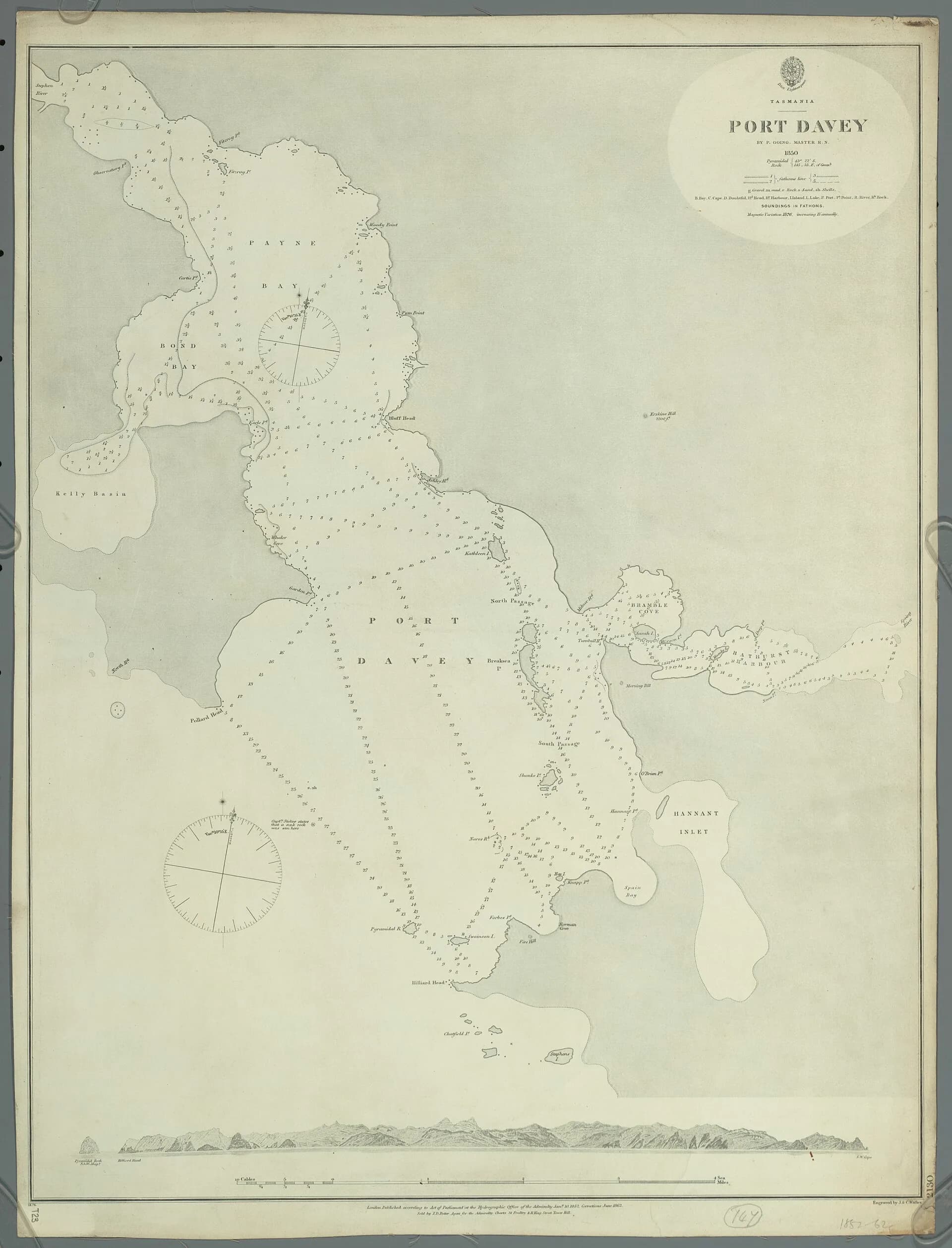Historic Admiralty chart of Port Davey