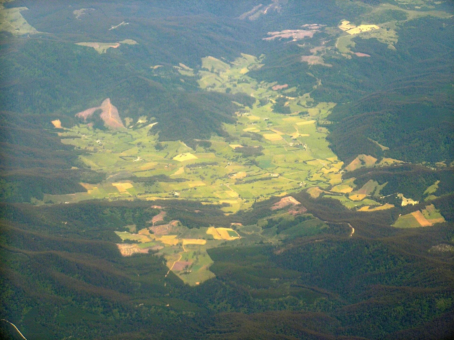 Aerial view over the Pyengana valley