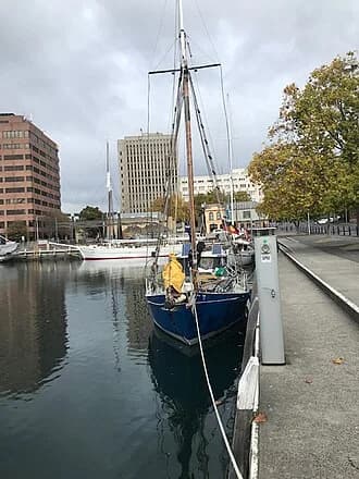 Boats and waterfront buildings near Salamanca Place