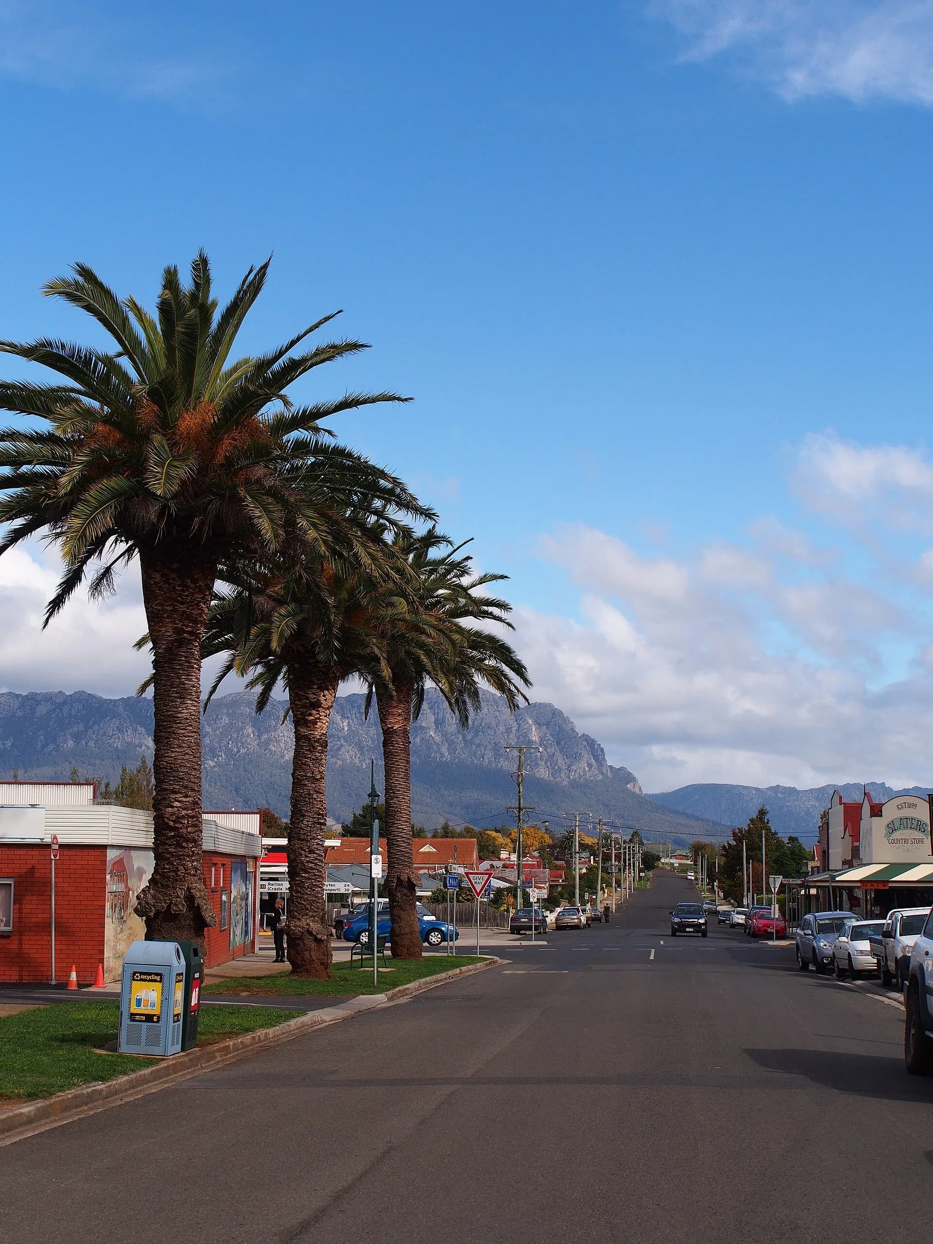Main street and mountain backdrop at Sheffield