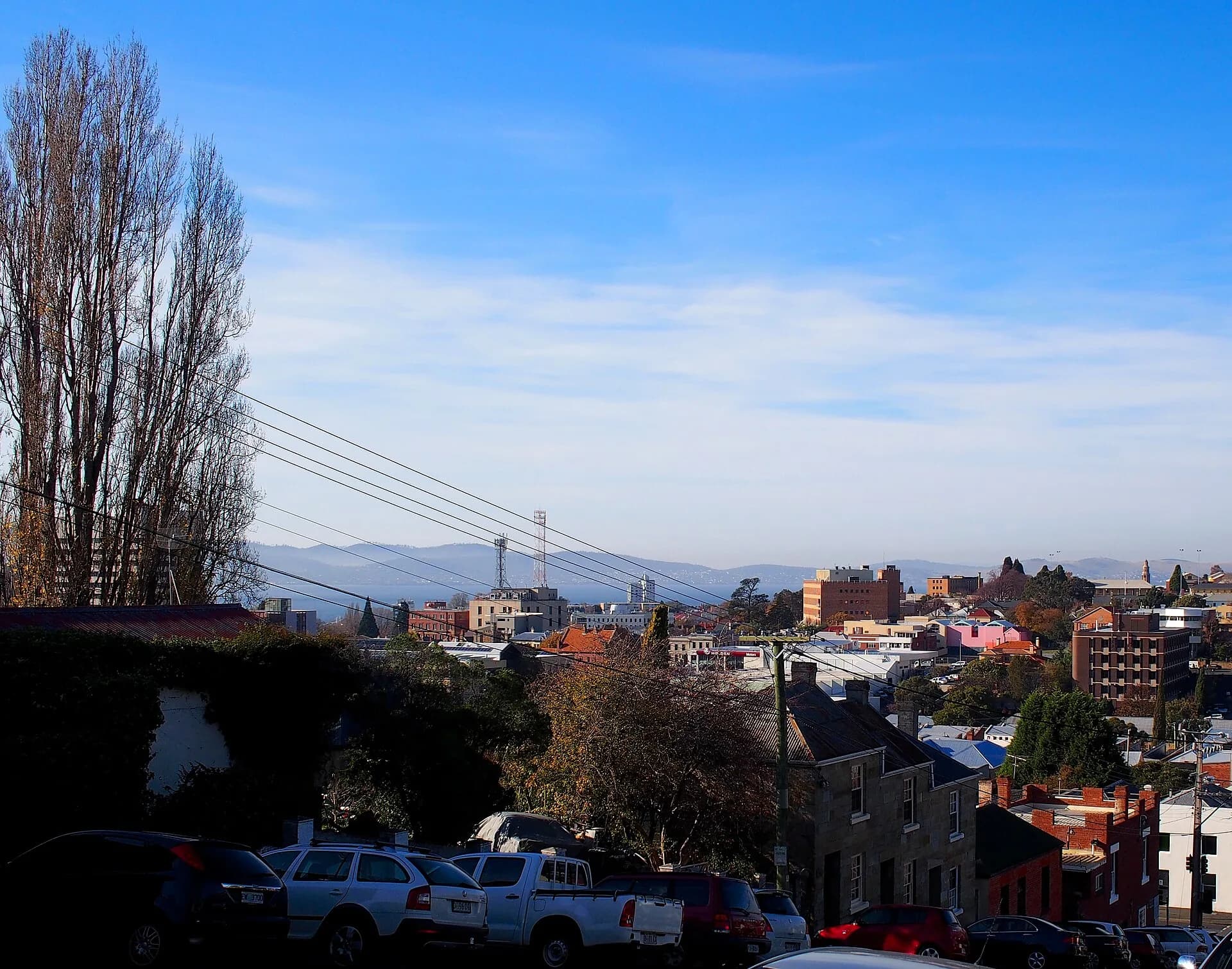 South Hobart houses below forested slopes