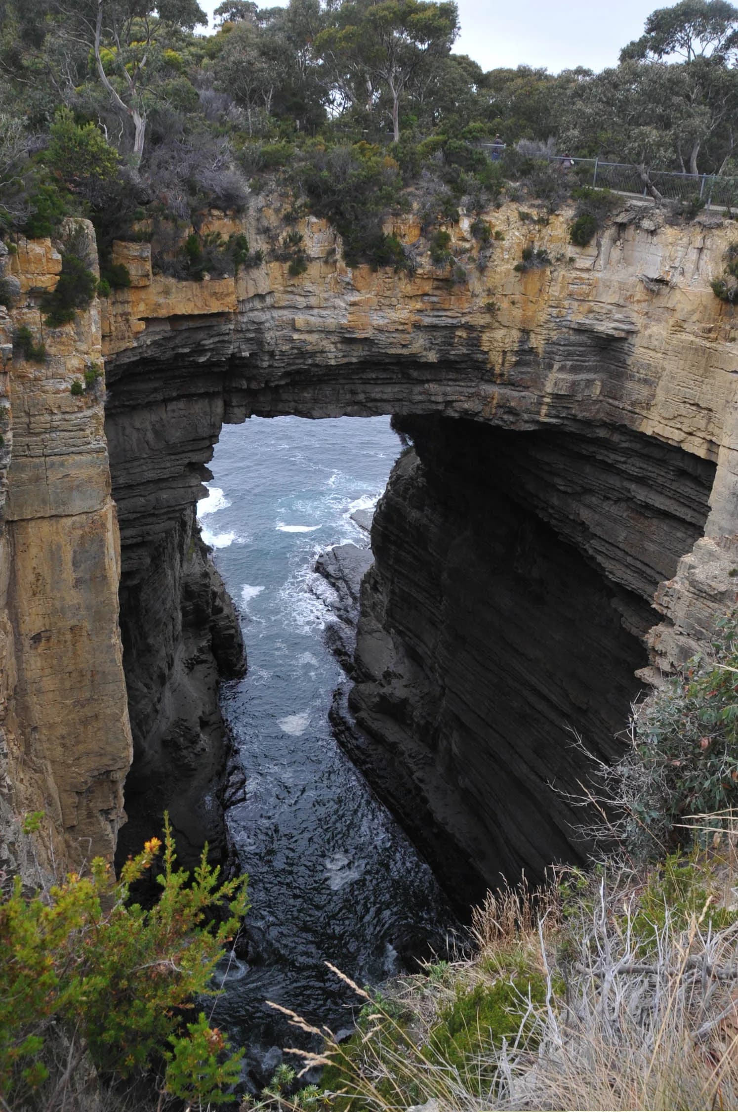 Tasman Arch opening through high coastal cliffs