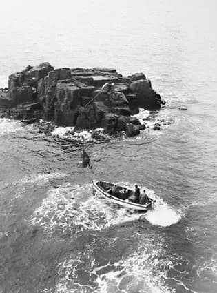 Historic landing and haulage equipment on Tasman Island