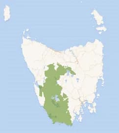 Map of the Tasmanian Wilderness World Heritage Area