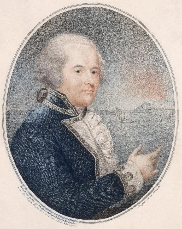 Colour engraved portrait of naval officer William Bligh