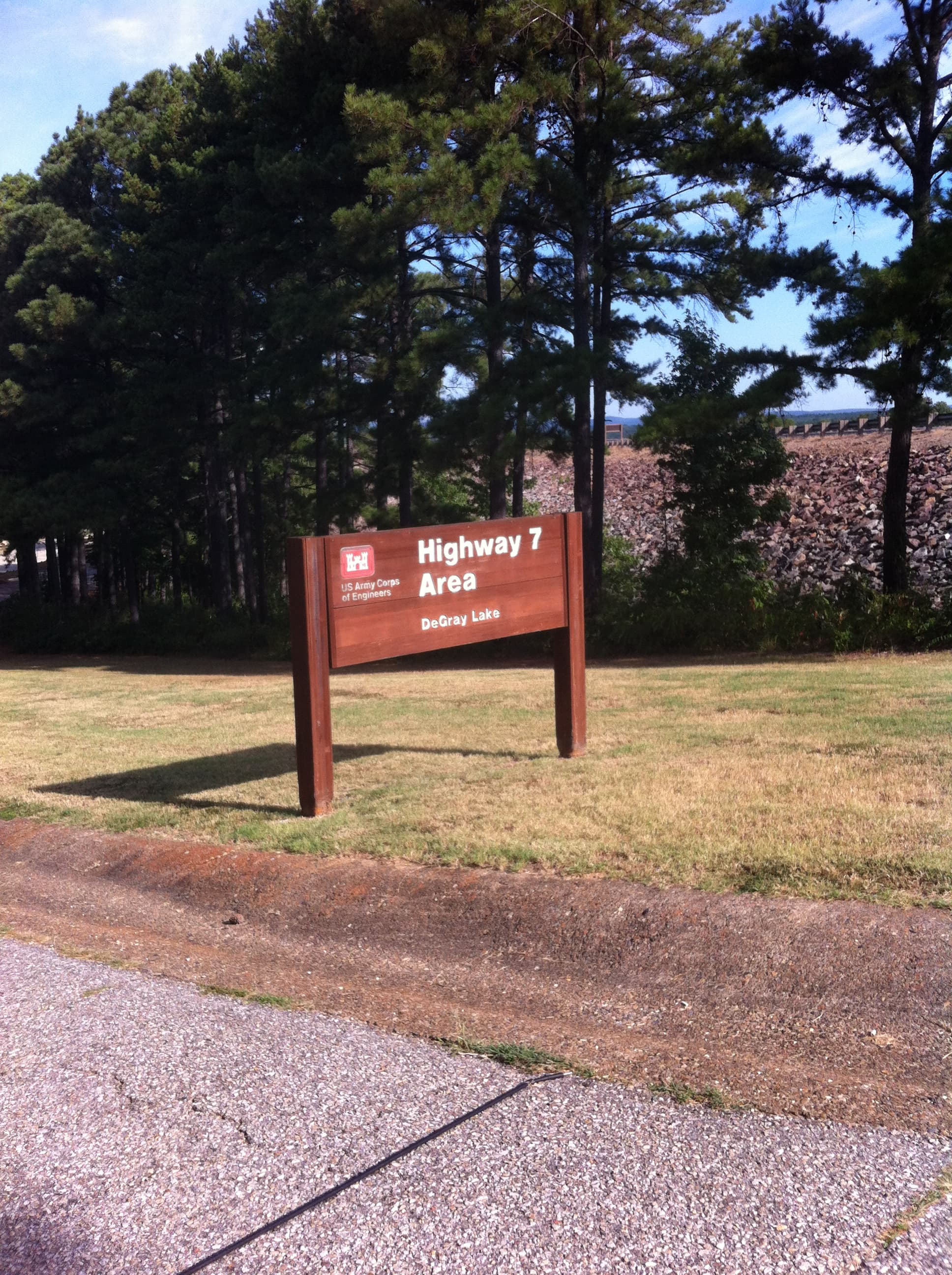 The main entrance to Highway 7 Access Area, a popular swimming/picnicking destination near DeGray Lake Resort State Park .