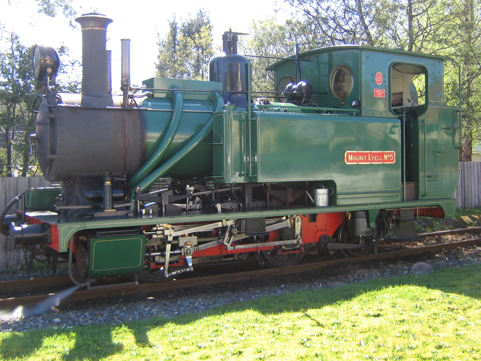 Restored steam locomotive - Abt Loco Number 5 - on the w:West Coast Wilderness Railway , formerly the w:Mount Lyell Mining and Railway Company
