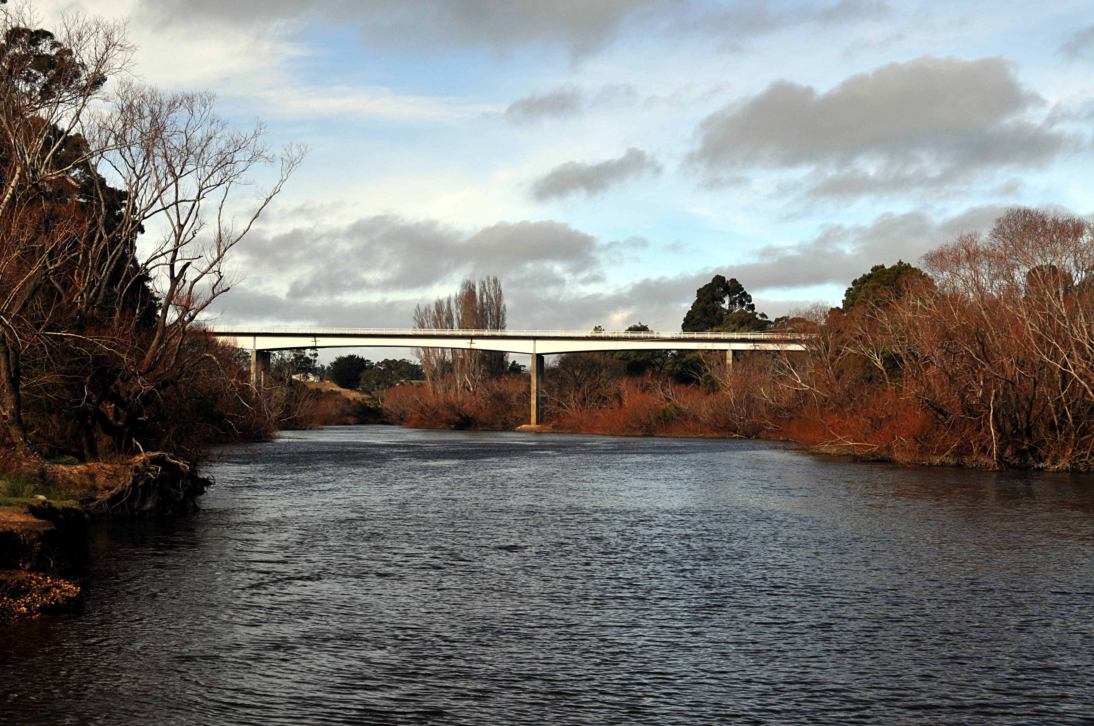 South Esk River and the Meander Valley Highway Bridge at Hadspen, Tasmania