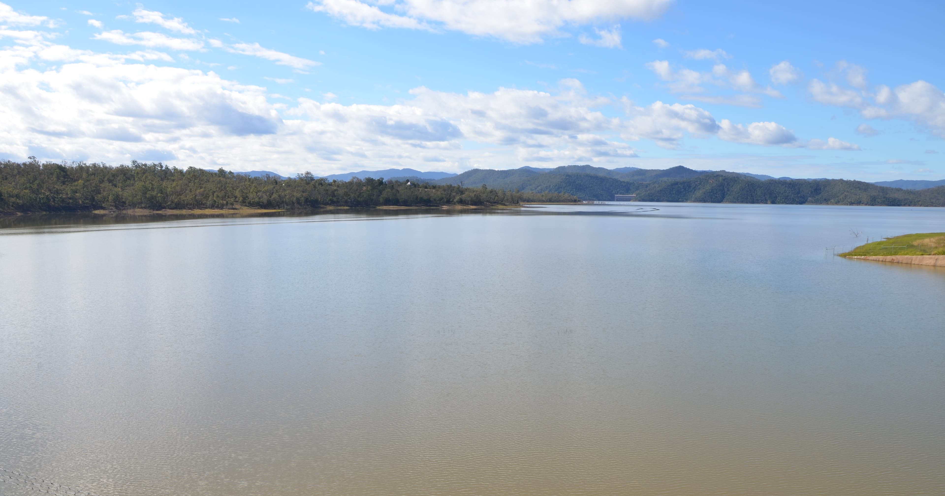 View of Wivenhoe Dam from the western side lookout, just near the dam wall.